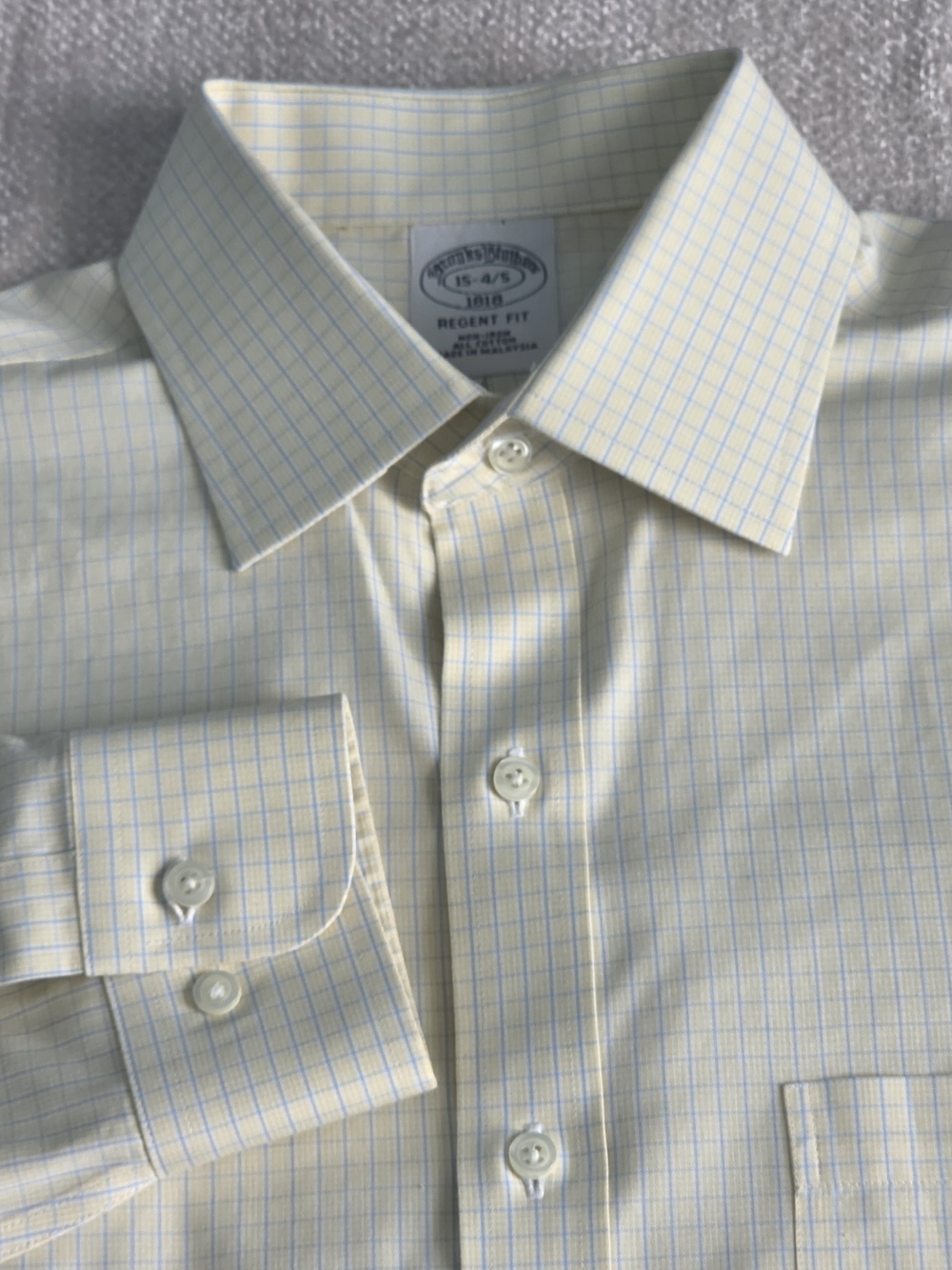 Brooks Brothers Regent Fit Yellow Windowpane Dress Shirt